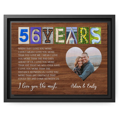 56 Years - Personalized 56 Year Anniversary gift For Husband or Wife - Custom Canvas Print - MyMindfulGifts