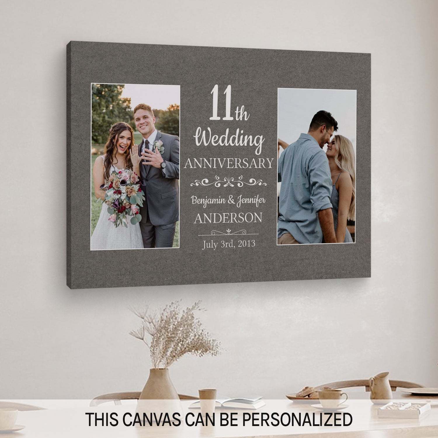 11th Wedding Anniversary Personalized 11 Year Anniversary gift For Husband, Wife or Friends Custom Canvas Print MyMindfulGifts