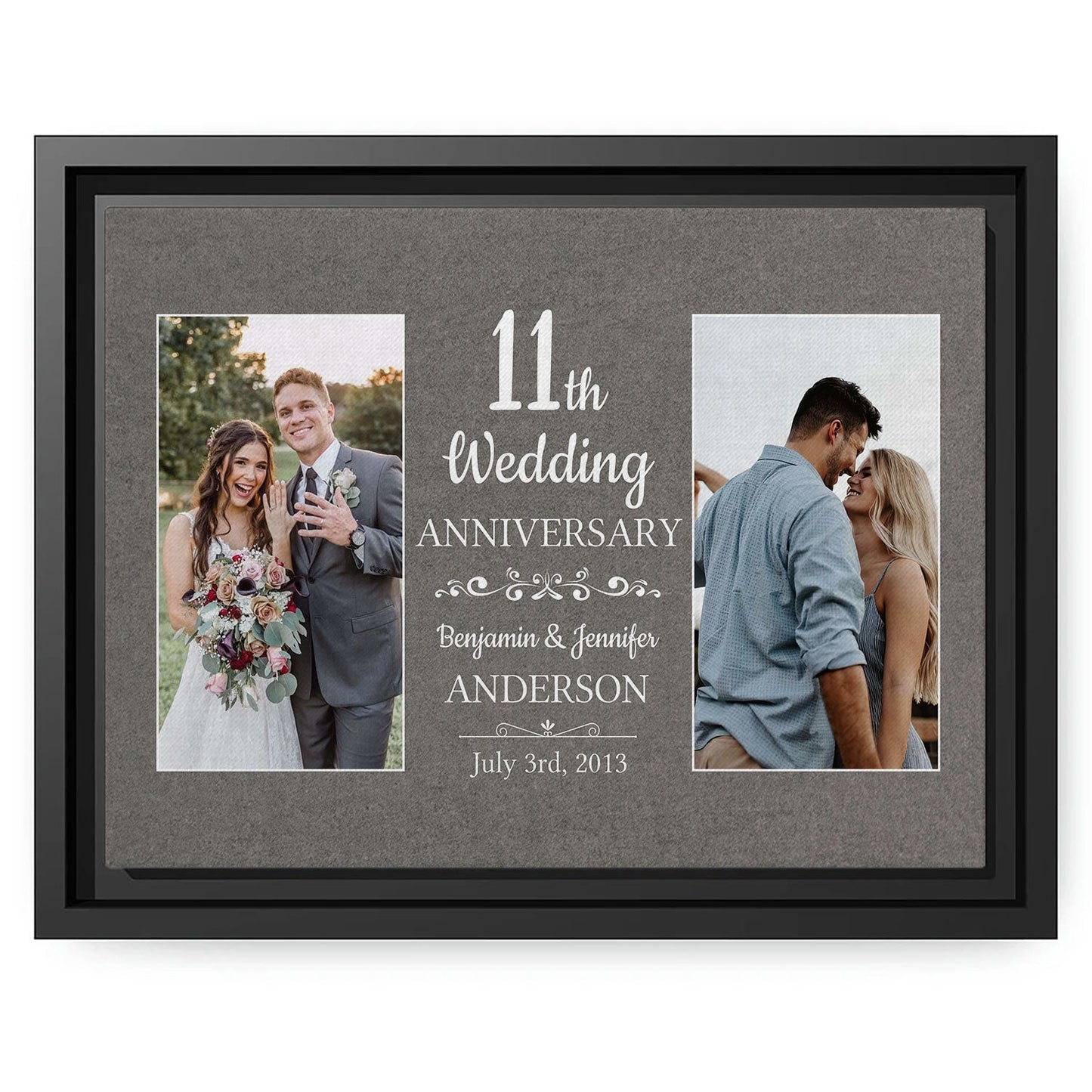 11th Wedding Anniversary - Personalized 11 Year Anniversary gift For Husband, Wife or Friends - Custom Canvas Print - MyMindfulGifts