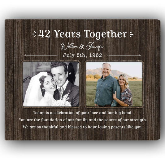 42 Years Together - Personalized 42 Year Anniversary gift For Parents - Custom Canvas Print - MyMindfulGifts