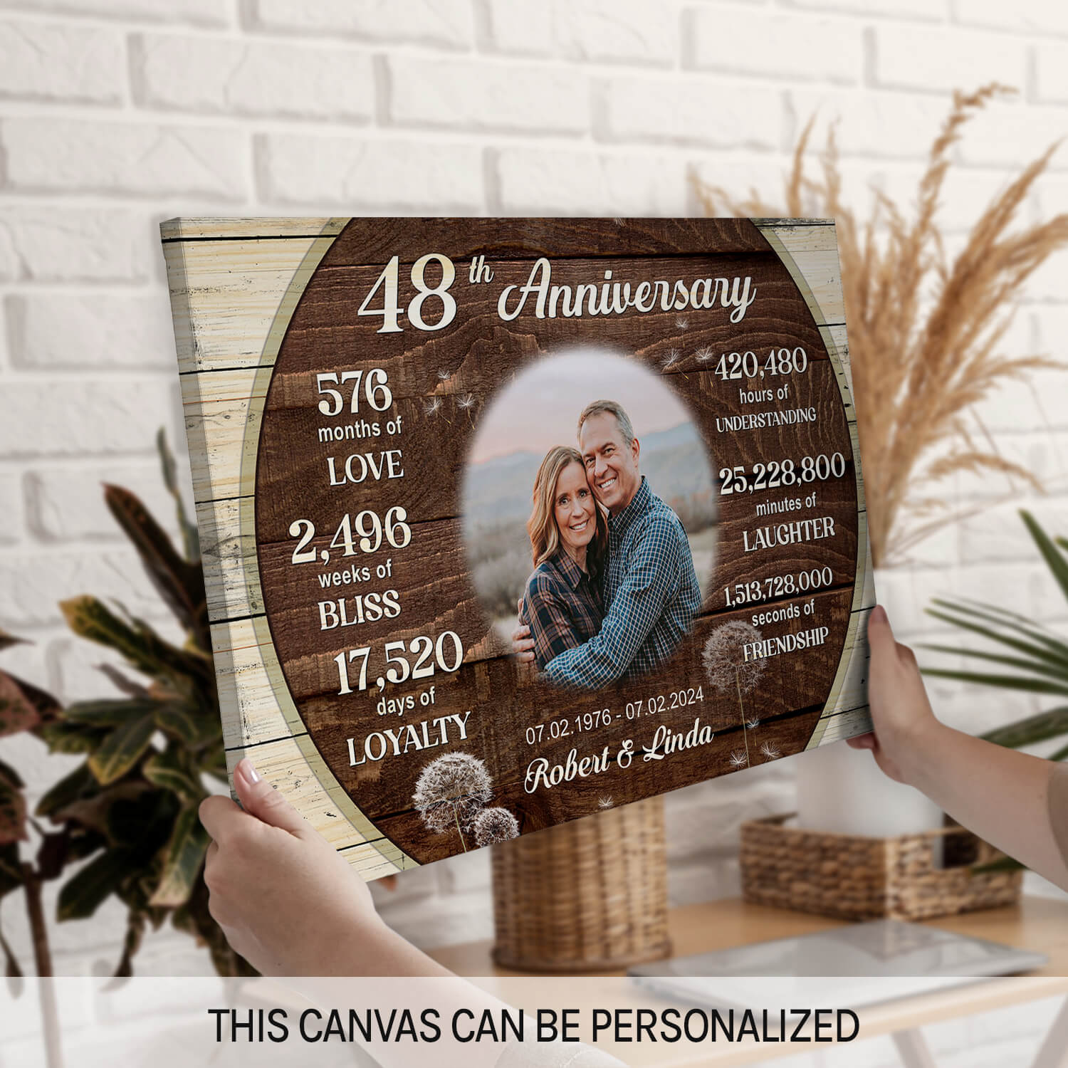 48th Anniversary - Personalized 48 Year Anniversary gift For Parents, Husband or Wife - Custom Canvas Print - MyMindfulGifts