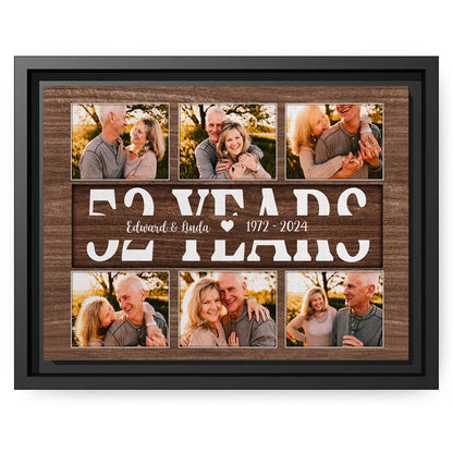 52 Years - Personalized 52 Year Anniversary gift For Parents, Husband or Wife - Custom Canvas Print - MyMindfulGifts