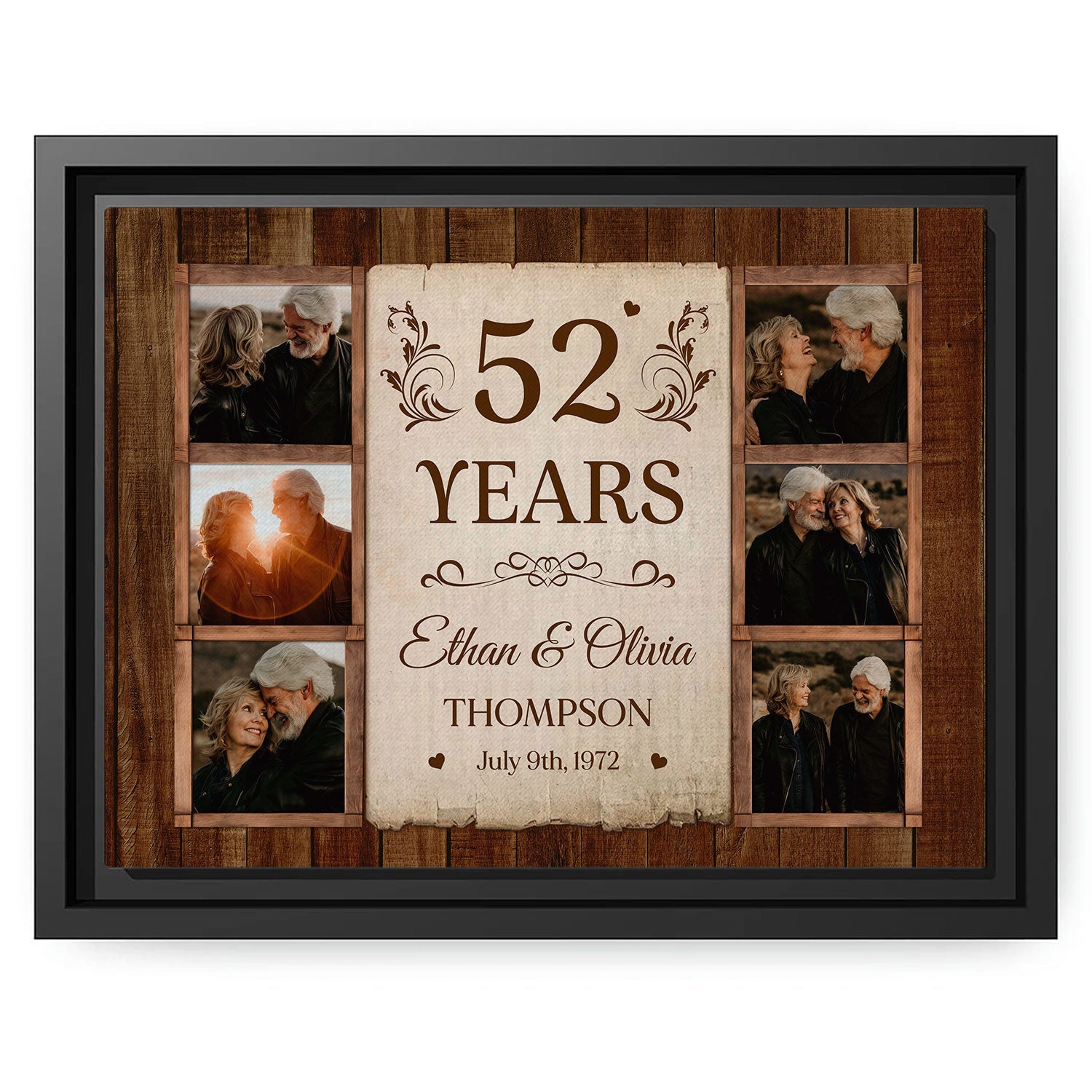 52nd Wedding Anniversary - Personalized 52 Year Anniversary gift For Parents, Husband or Wife - Custom Canvas Print - MyMindfulGifts