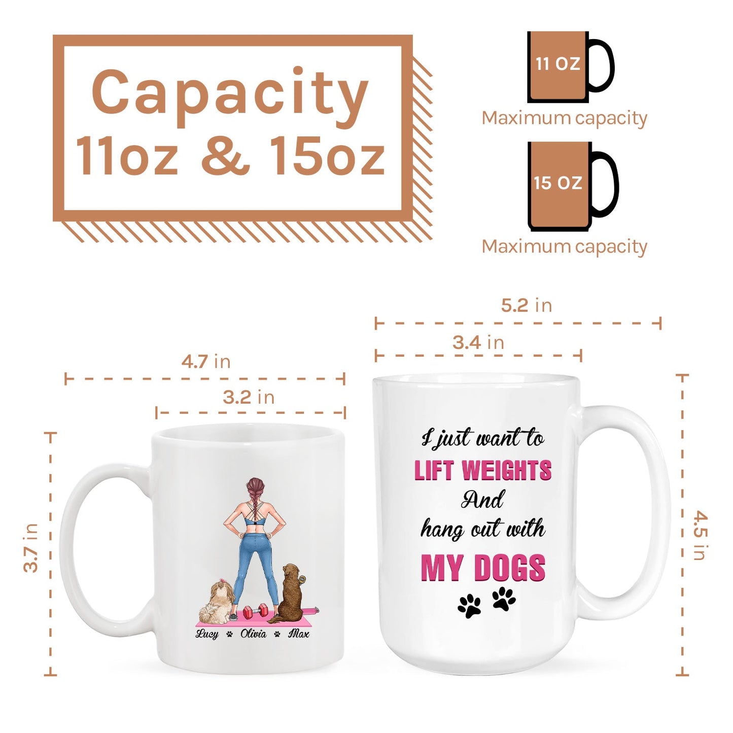 Lift Weight And Hang Out With My Dogs - Personalized Birthday or Christmas gift For Dog Lovers, For Fitness Lovers - Custom Mug - MyMindfulGifts