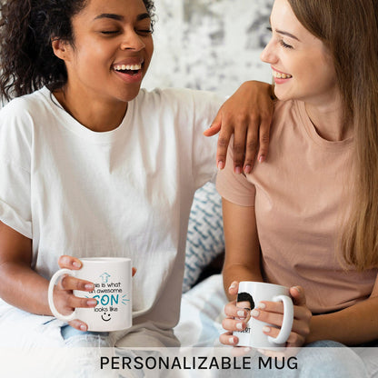 What An Awesome Son Looks Like - Personalized Birthday or Christmas gift For Son - Custom Mug - MyMindfulGifts