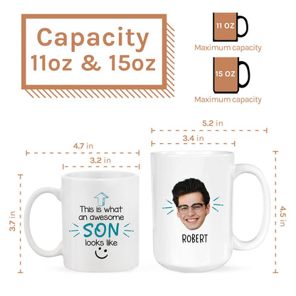 What An Awesome Son Looks Like - Personalized Birthday or Christmas gift For Son - Custom Mug - MyMindfulGifts