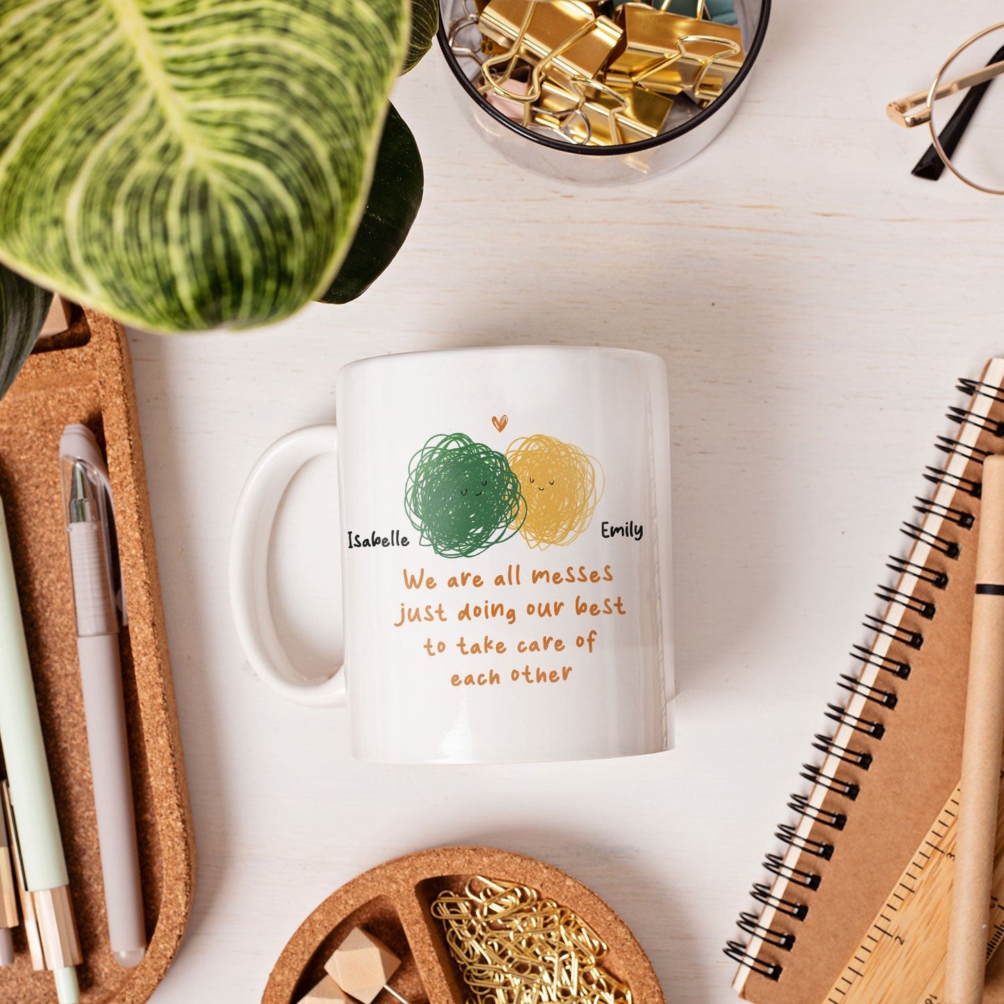 We Are All Messes Just Doing Our Best - Personalized Galentine's Day, Birthday or Christmas gift For Friends - Custom Mug - MyMindfulGifts