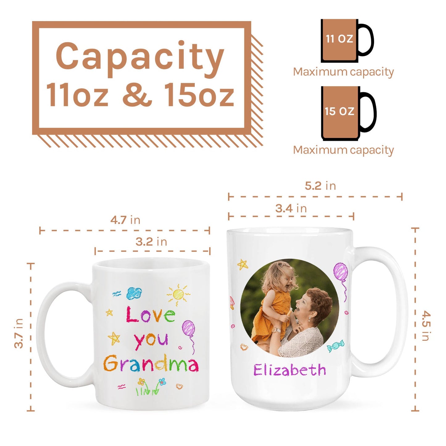 Love You Grandma - Personalized Mother's Day, Birthday, Valentine's Day or Christmas gift For Grandma - Custom Mug - MyMindfulGifts