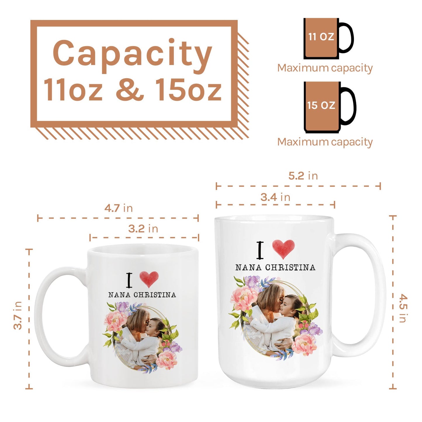 I Love Nana - Personalized Mother's Day, Birthday, Valentine's Day or Christmas gift For Grandma - Custom Mug - MyMindfulGifts