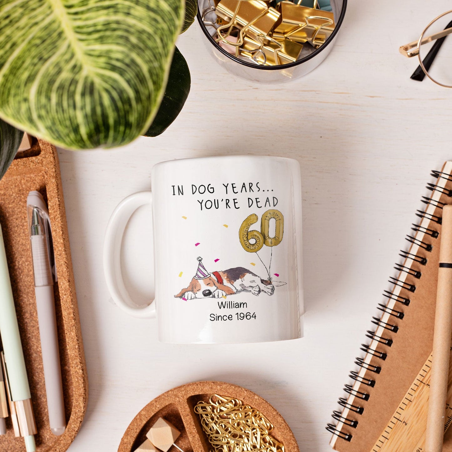 Funny Old Age Dog Years - Personalized 60th Birthday gift For 60 Year Old - Custom Mug - MyMindfulGifts