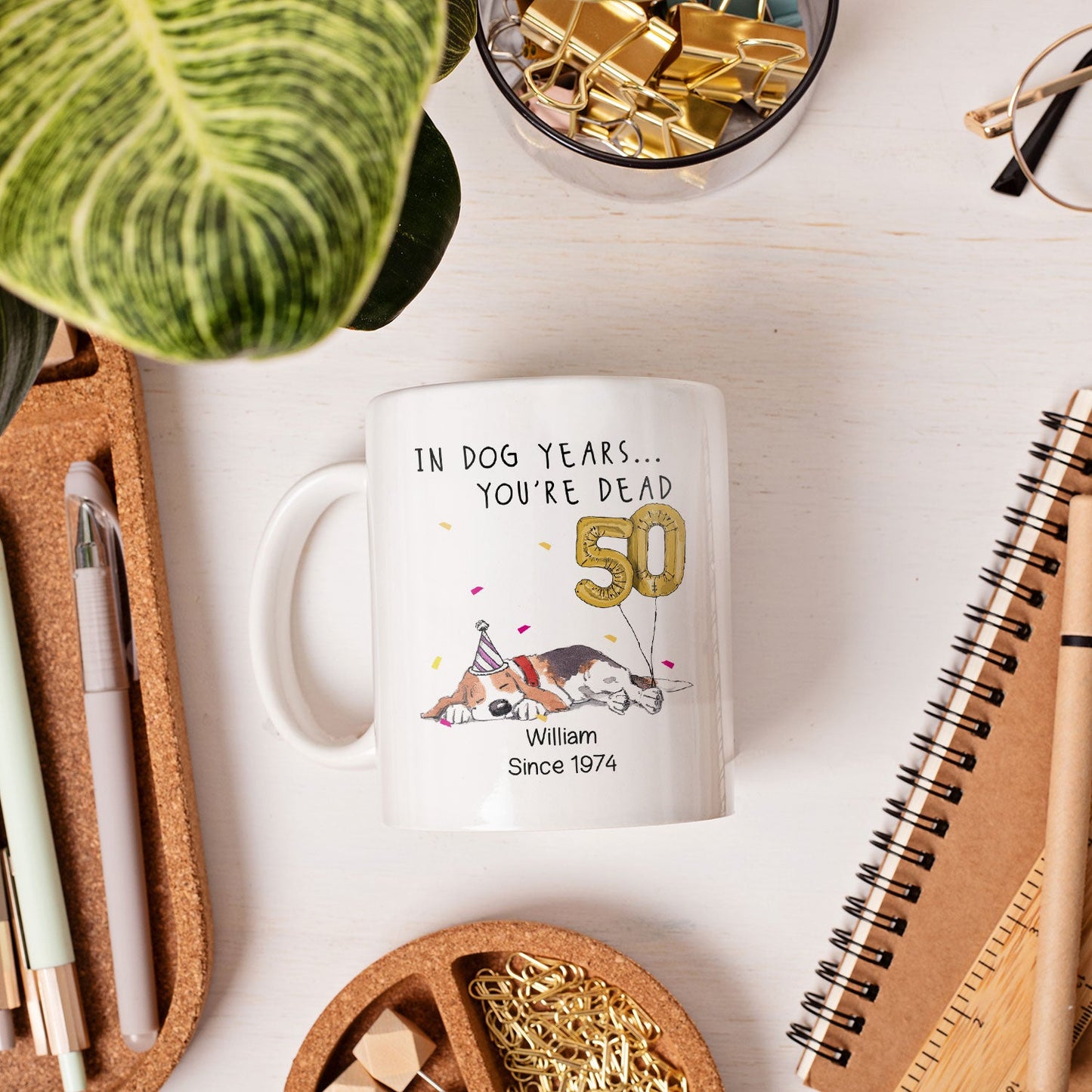 Funny Old Age Dog Years - Personalized 50th Birthday gift For 50 Year Old - Custom Mug - MyMindfulGifts