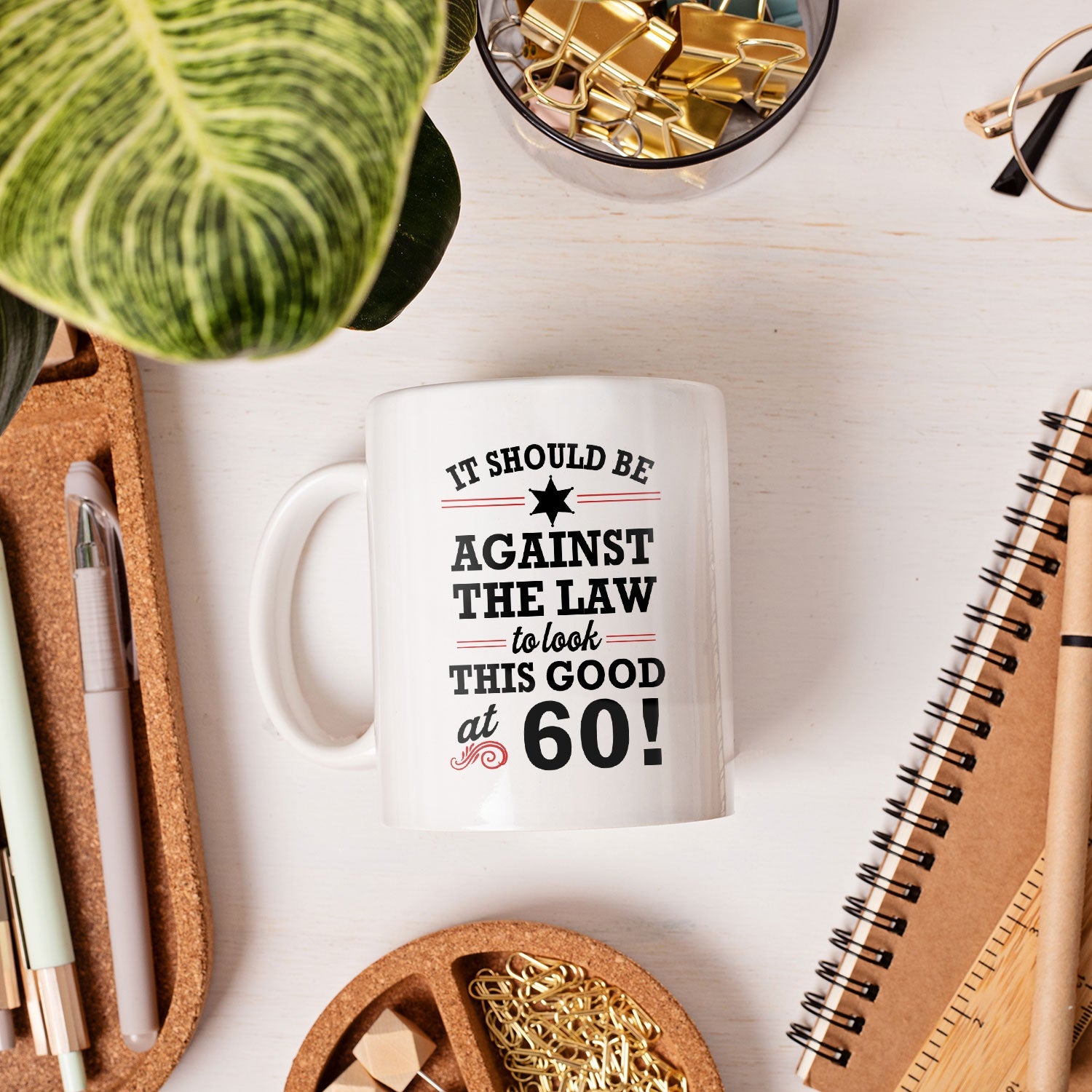 Should Be Against The Law To Look This Good At 60 - Personalized 60th Birthday gift For 60 Year Old - Custom Mug - MyMindfulGifts