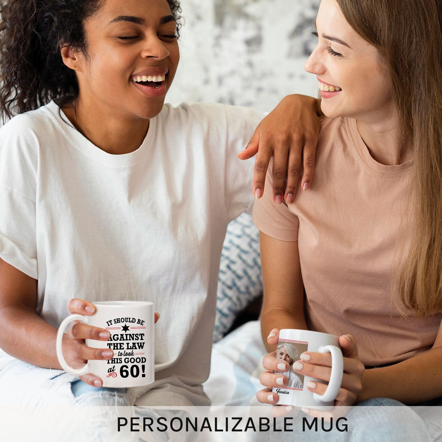 Should Be Against The Law To Look This Good At 60 - Personalized 60th Birthday gift For 60 Year Old - Custom Mug - MyMindfulGifts