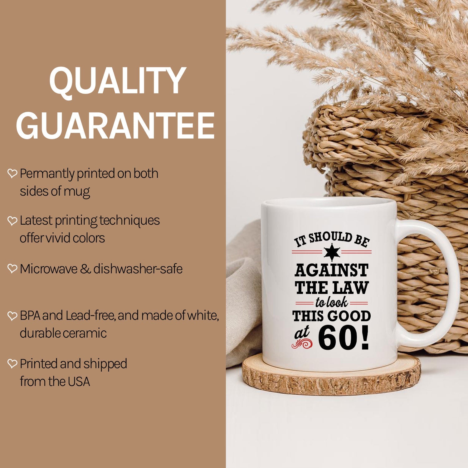 Should Be Against The Law To Look This Good At 60 - Personalized 60th Birthday gift For 60 Year Old - Custom Mug - MyMindfulGifts