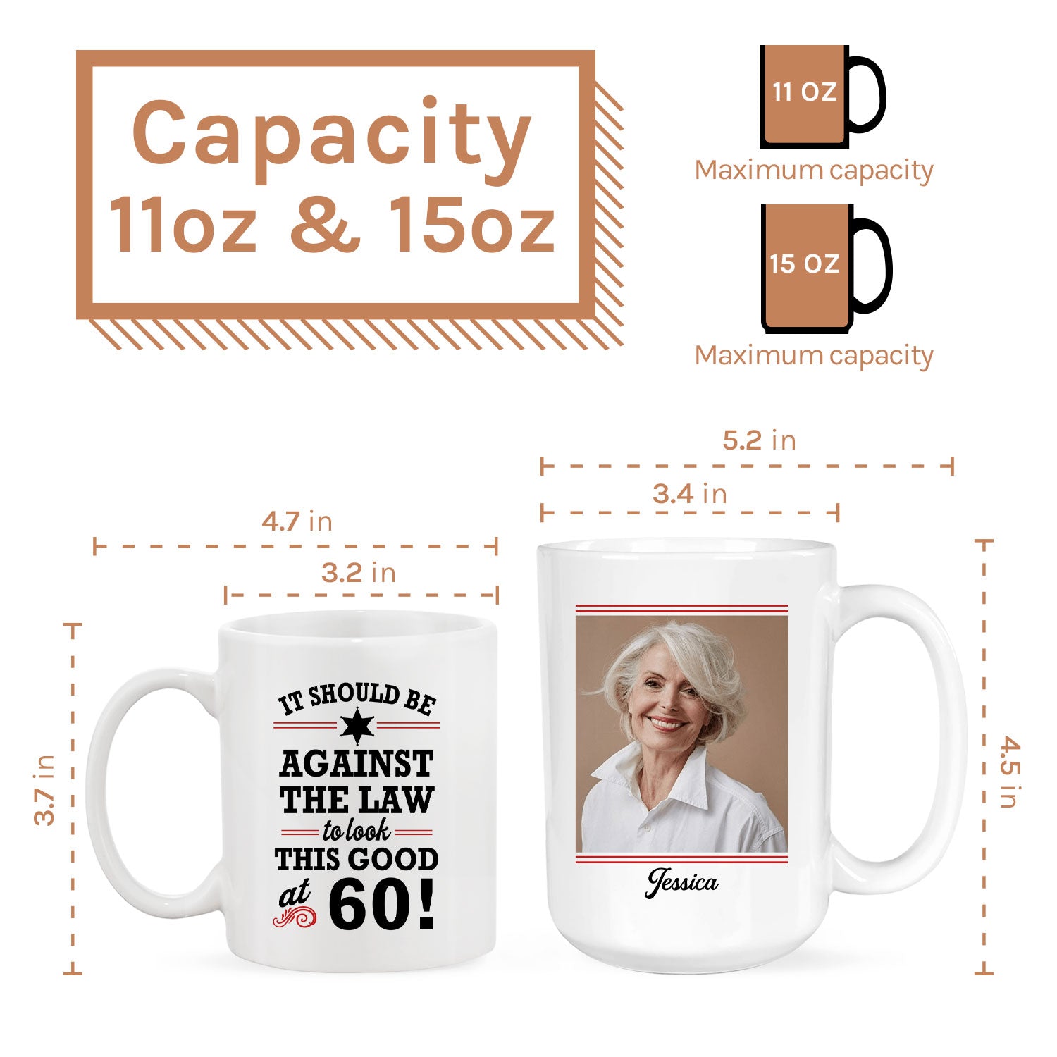 Should Be Against The Law To Look This Good At 60 - Personalized 60th Birthday gift For 60 Year Old - Custom Mug - MyMindfulGifts