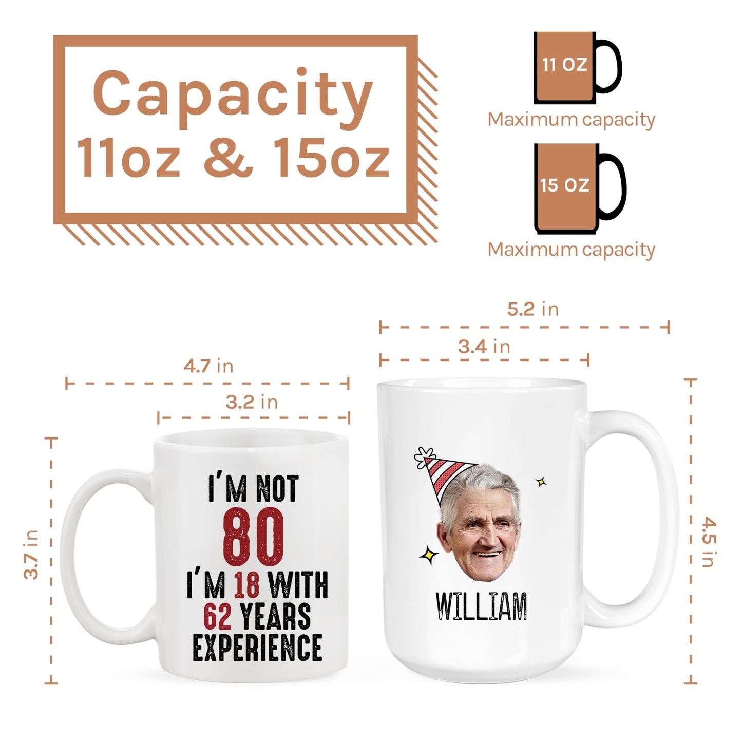 I'm 18 With 62 Years Experience - Personalized 80th Birthday gift For 80 Year Old - Custom Mug - MyMindfulGifts