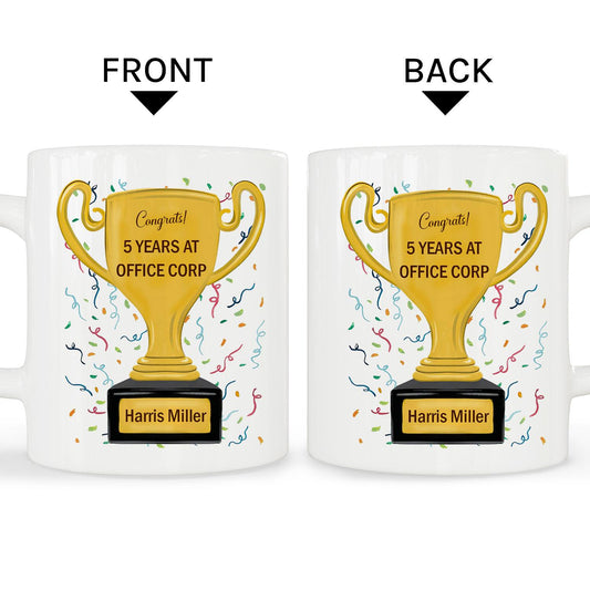 5 Years At Office Corp - Personalized 5th Work Anniversary gift For Coworker or Employee - Custom Mug - MyMindfulGifts