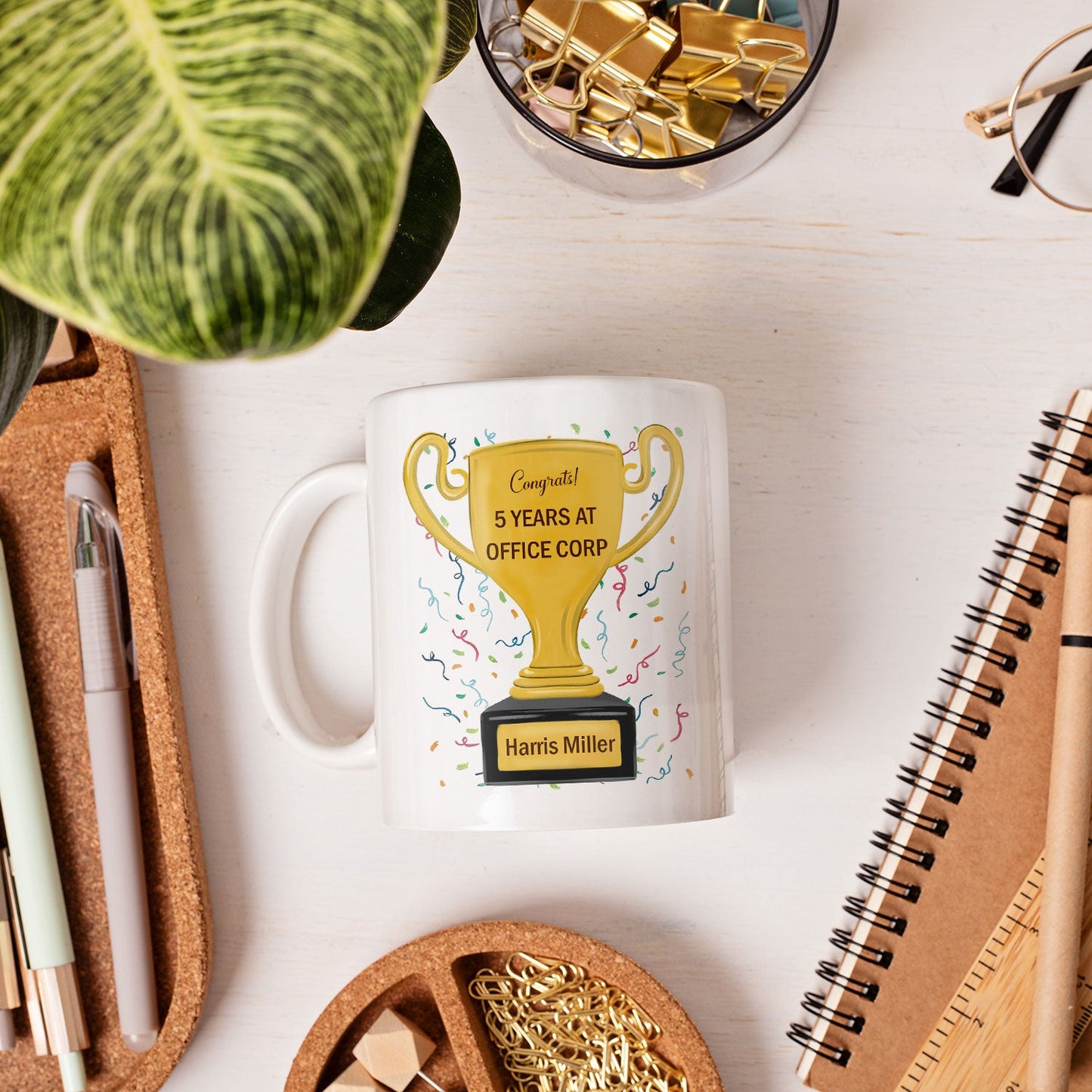 5 Years At Office Corp - Personalized 5th Work Anniversary gift For Coworker or Employee - Custom Mug - MyMindfulGifts