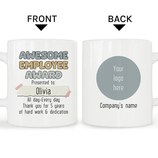 Awsome Employee Award - Personalized 5th Work Anniversary gift For Employee - Custom Mug - MyMindfulGifts