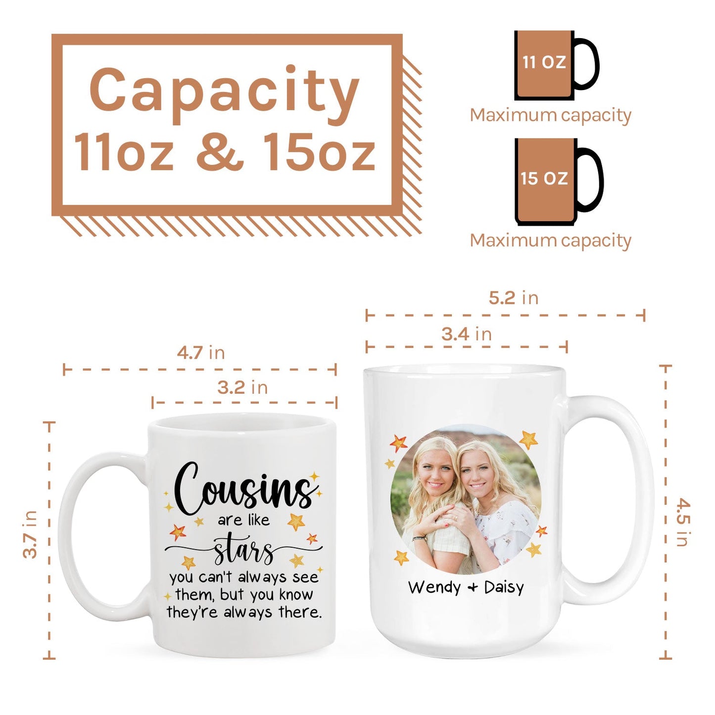 Cousins Are Like Stars - Personalized  gift For Cousin - Custom Mug - MyMindfulGifts