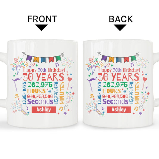 30 Years - Personalized 30th Birthday gift For 30 Year Old - Custom Mug - MyMindfulGifts
