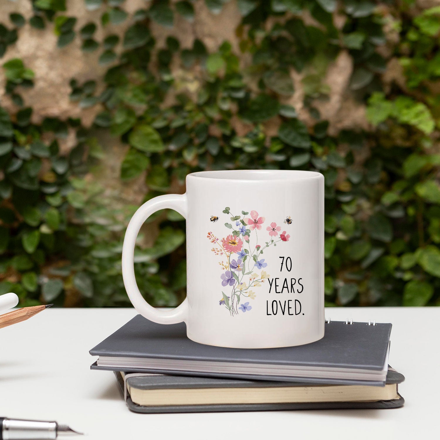 70 Years Loved - Personalized 70th Birthday gift For 70 Year Old Women - Custom Mug - MyMindfulGifts