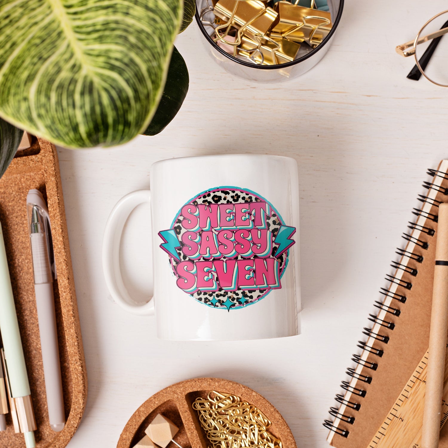 Sweet Sassy Seven - Personalized 7th Birthday gift For 7 Year Old Girl - Custom Mug - MyMindfulGifts