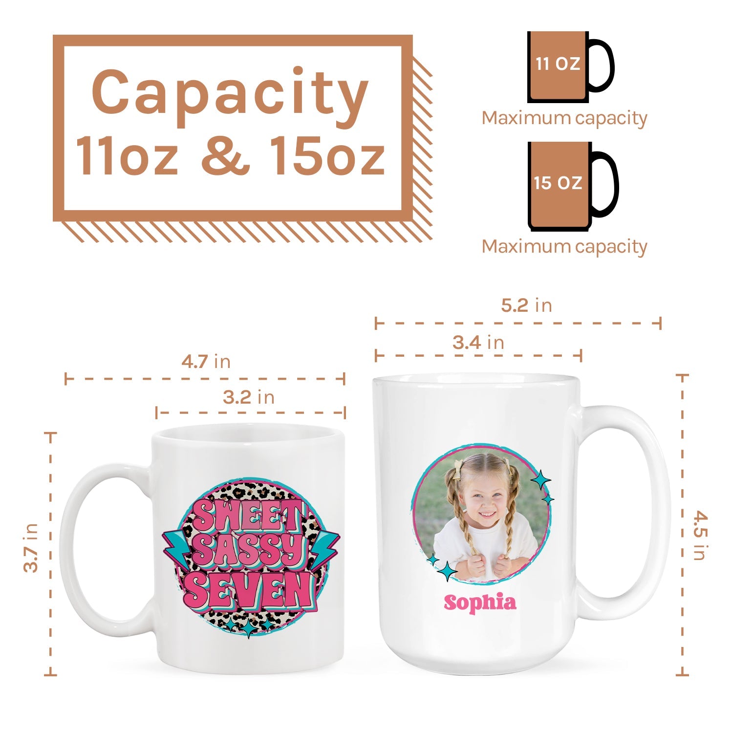 Sweet Sassy Seven - Personalized 7th Birthday gift For 7 Year Old Girl - Custom Mug - MyMindfulGifts