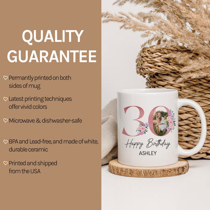 Happy Birthday - Personalized 30th Birthday gift For 30 Year Old - Custom Mug - MyMindfulGifts