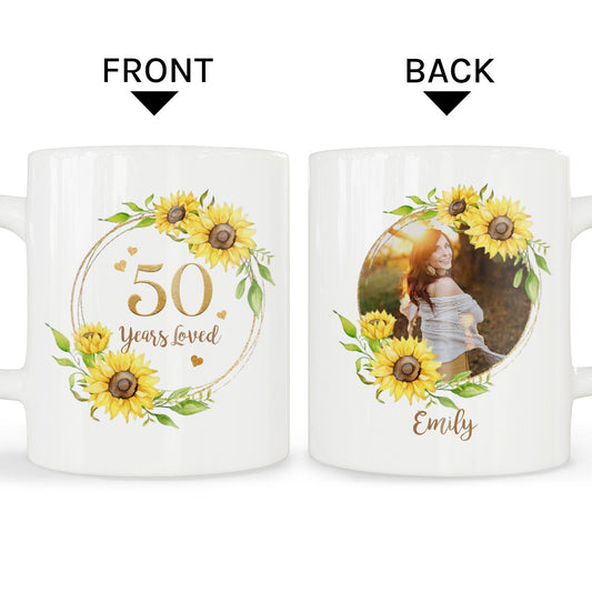 50 Years Loved - Personalized 50th Birthday gift For 50 Year Old - Custom Mug - MyMindfulGifts