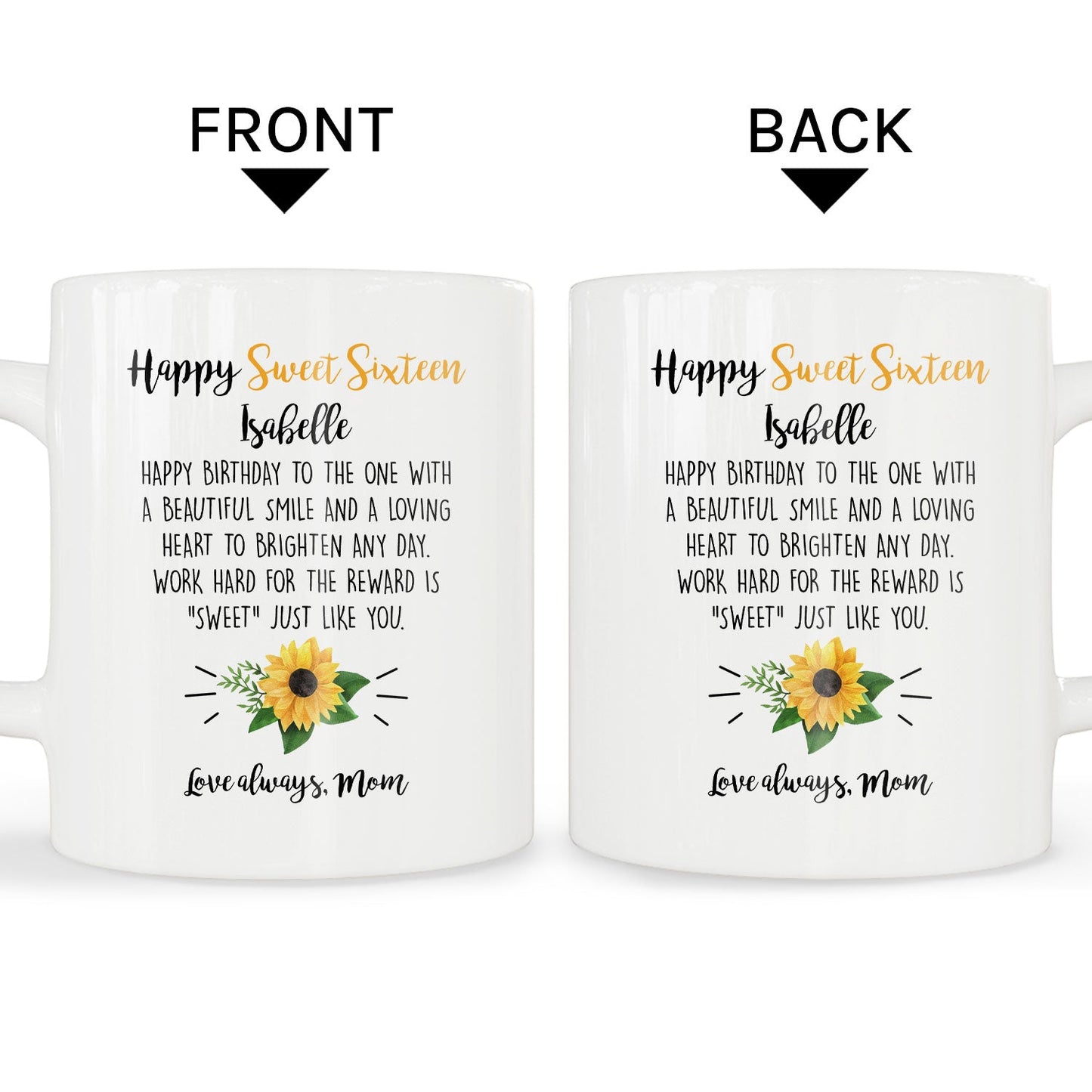 Happy Sweet Sixteen - Personalized 16th Birthday gift For Daughter - Custom Mug - MyMindfulGifts