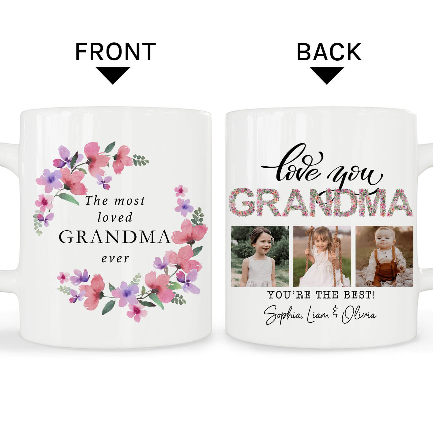 The Most Loved Grandma - Personalized  gift For Grandma - Custom Mug - MyMindfulGifts