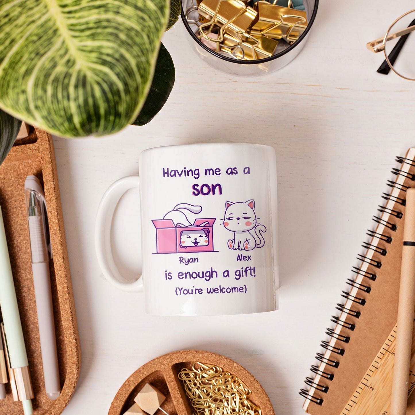 Having Me As A Son Is Enough A Gift - Personalized  gift For Parents From Son - Custom Mug - MyMindfulGifts