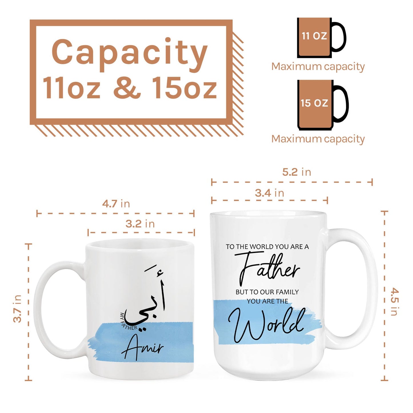 أبي My Father - Personalized  gift For Islamic Dad - Custom Mug - MyMindfulGifts