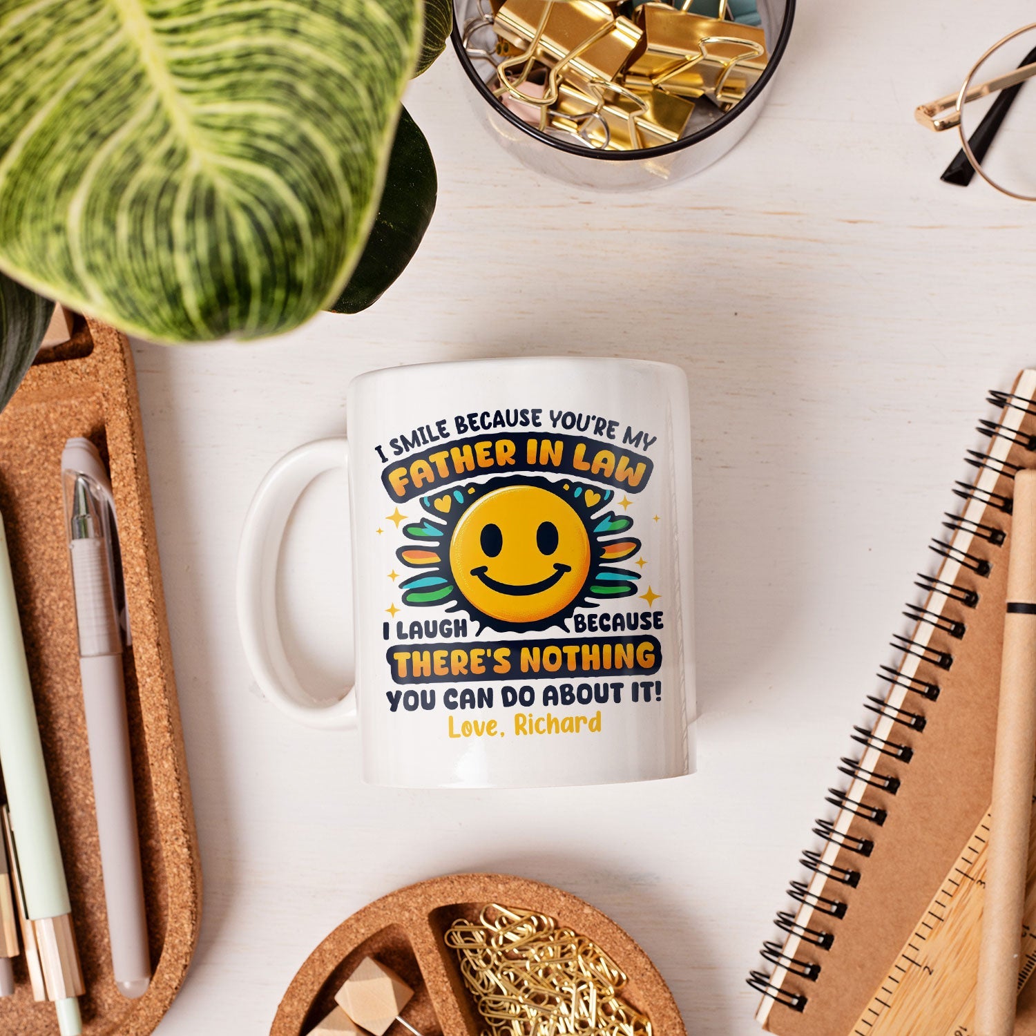 I Smile Because You're My Father In Law - Personalized  gift For Father In Law - Custom Mug - MyMindfulGifts