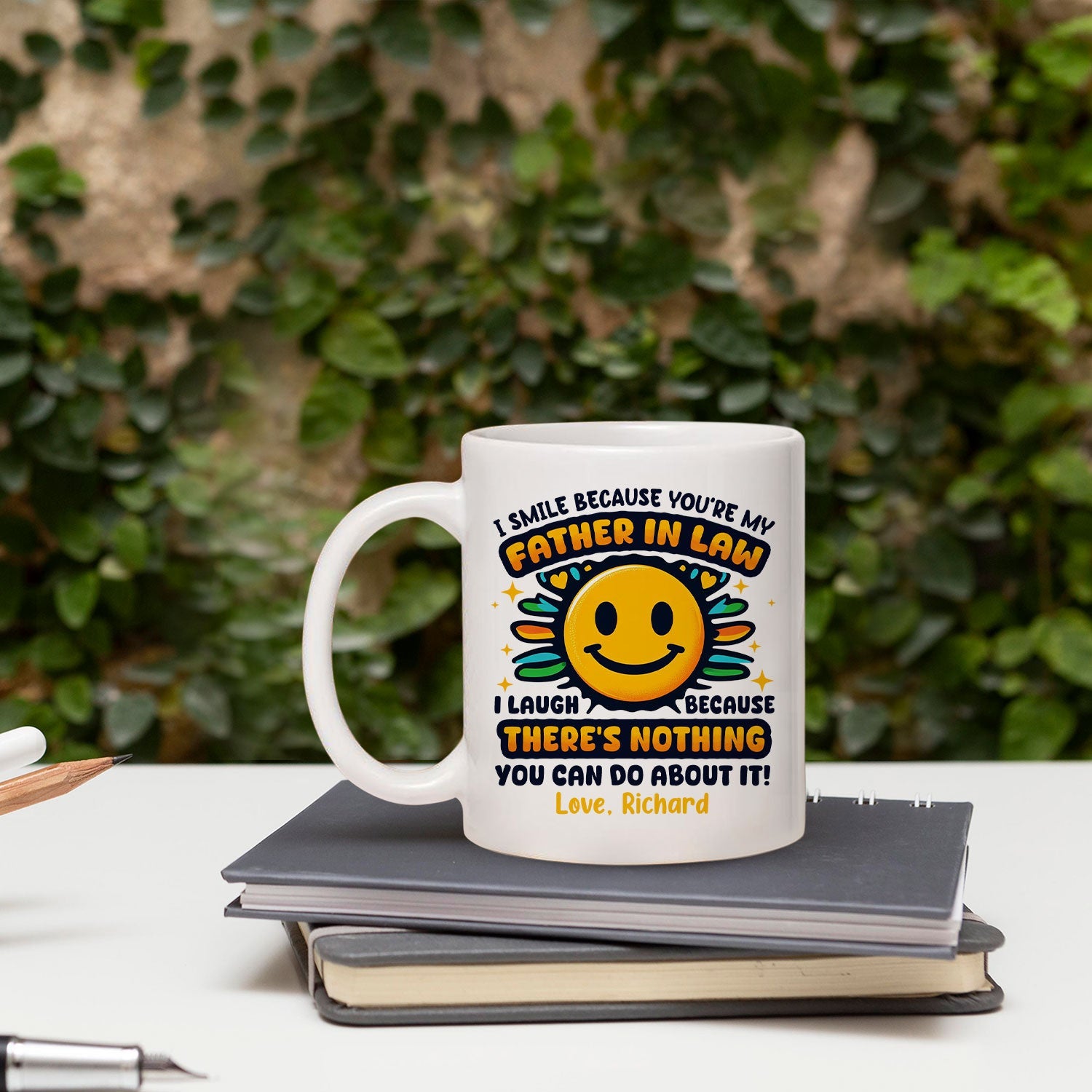 I Smile Because You're My Father In Law - Personalized  gift For Father In Law - Custom Mug - MyMindfulGifts