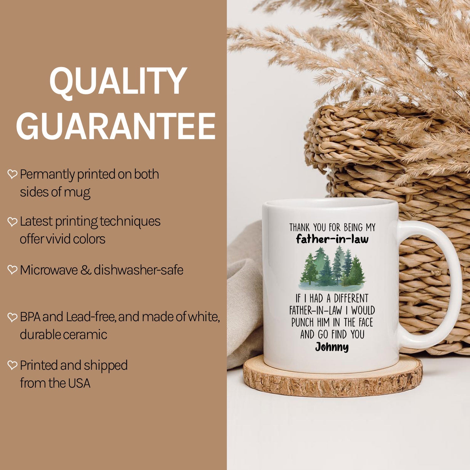 Thank You For Being My Father In Law - Personalized  gift For Father In Law - Custom Mug - MyMindfulGifts