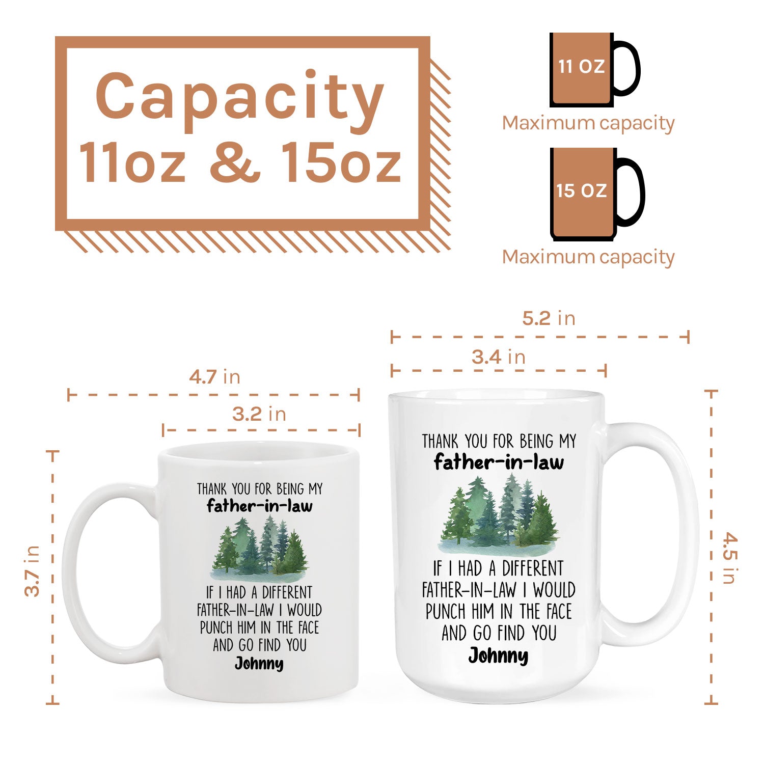 Thank You For Being My Father In Law - Personalized  gift For Father In Law - Custom Mug - MyMindfulGifts