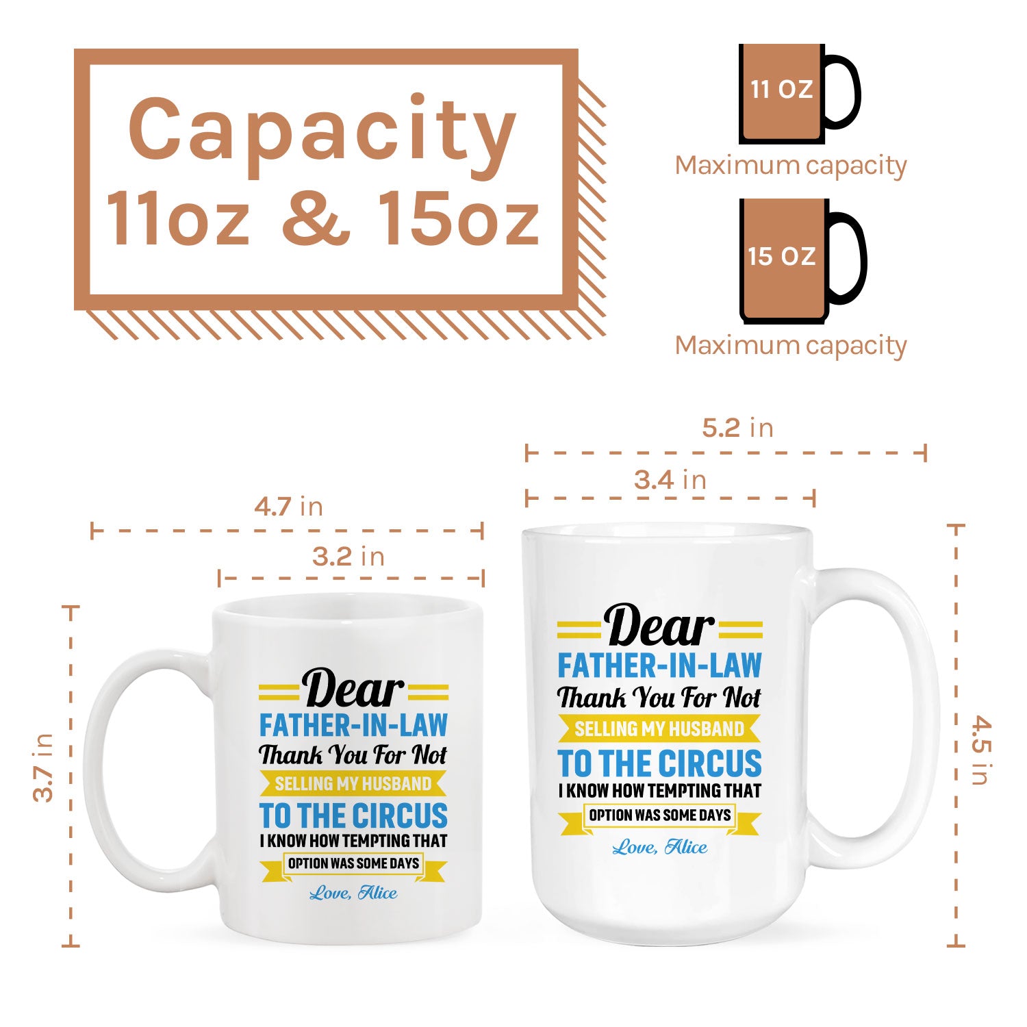 Dear Father In Law - Personalized  gift For Father In Law - Custom Mug - MyMindfulGifts
