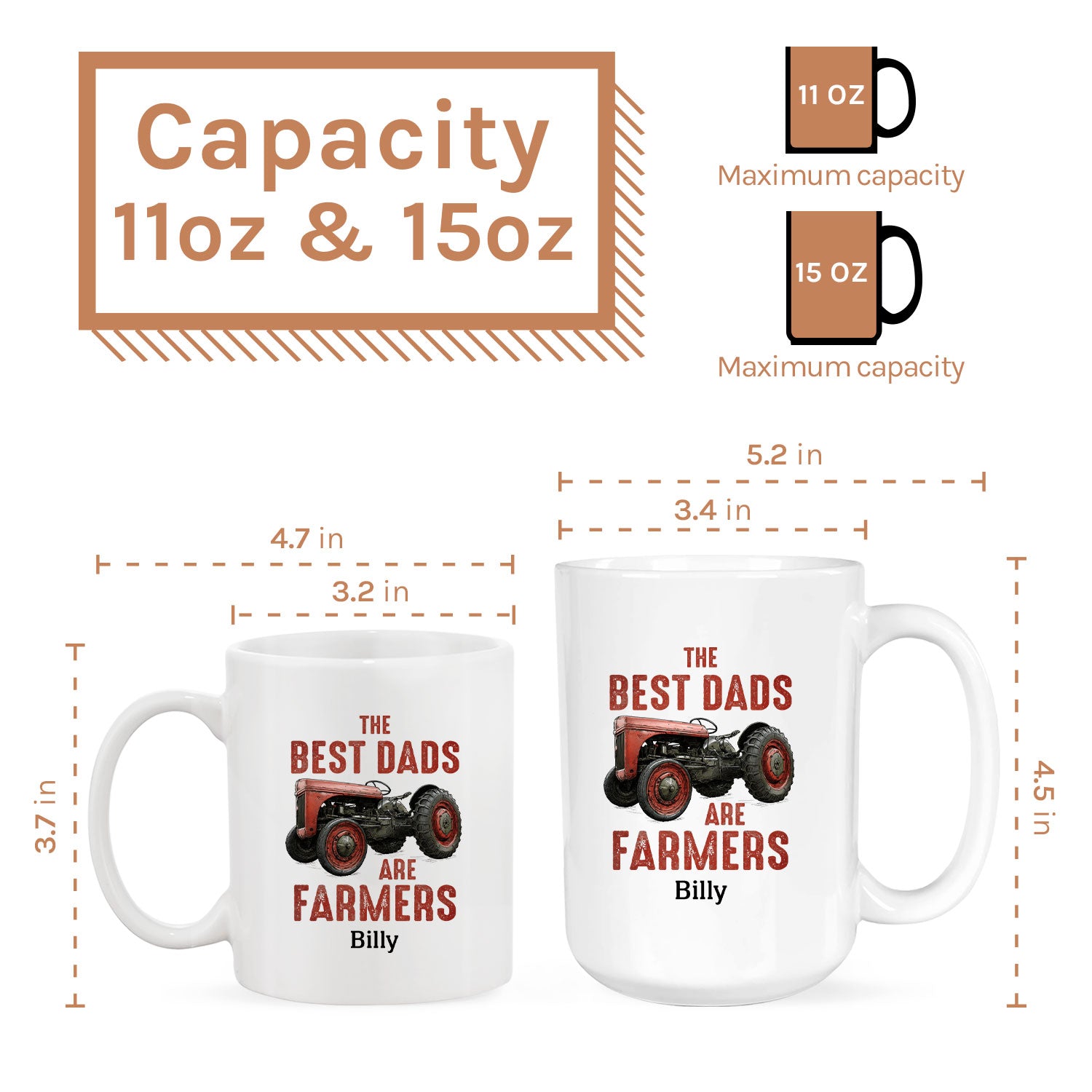The Best Dads Are Farmers - Personalized  gift For Farmer Dad - Custom Mug - MyMindfulGifts