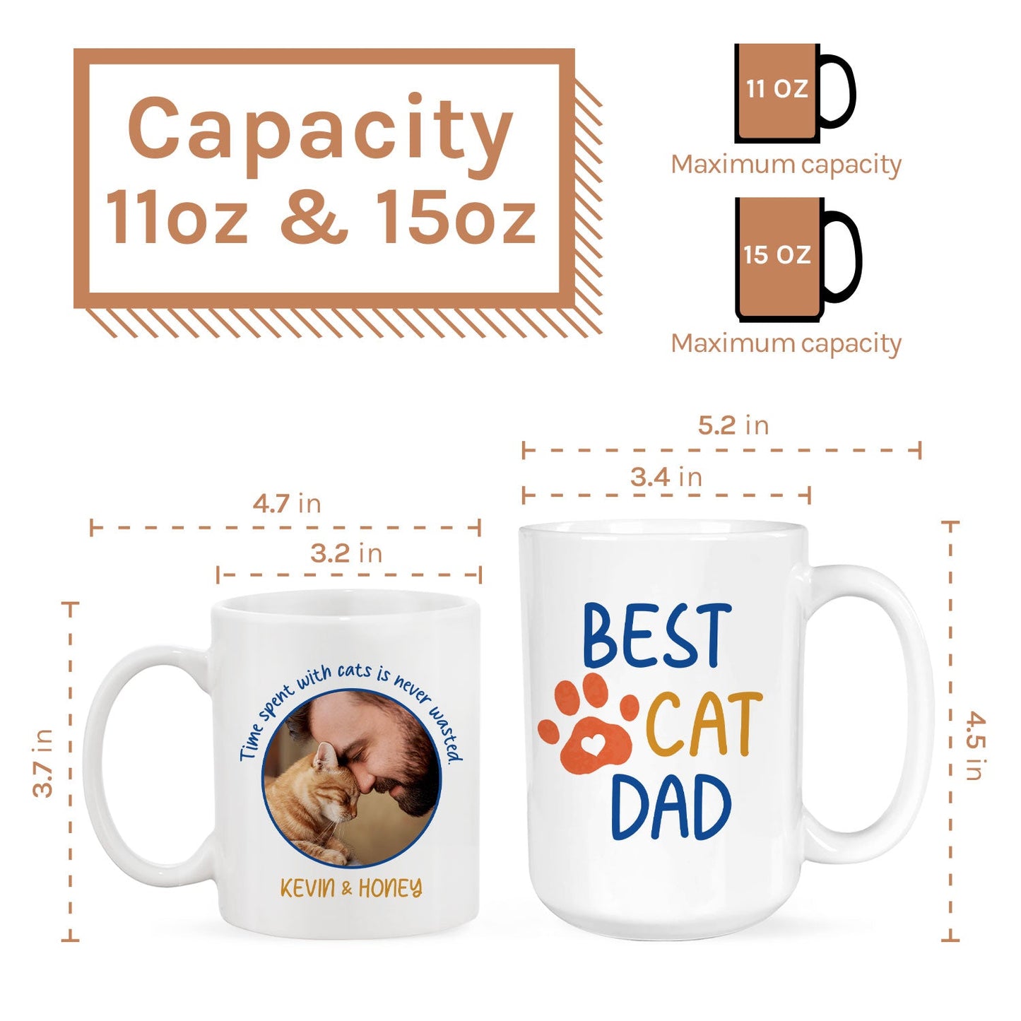 Best Cat Dad - Personalized  gift For Cat Dad - Custom Mug - MyMindfulGifts