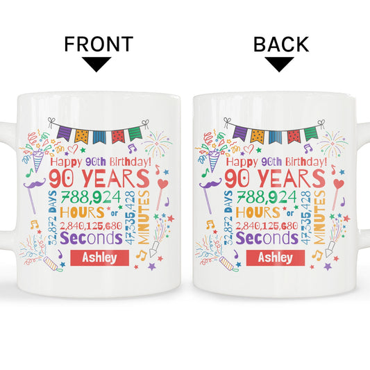 90 Years - Personalized 90th Birthday gift For 90 Year Old - Custom Mug - MyMindfulGifts