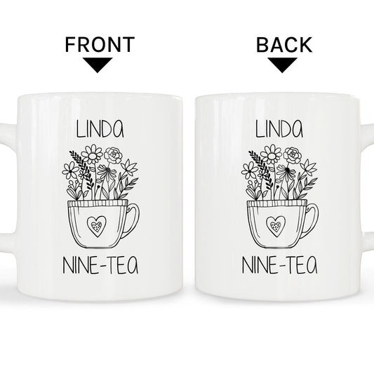 Nine-tea - Personalized 90th Birthday gift For 90 Year Old - Custom Mug - MyMindfulGifts