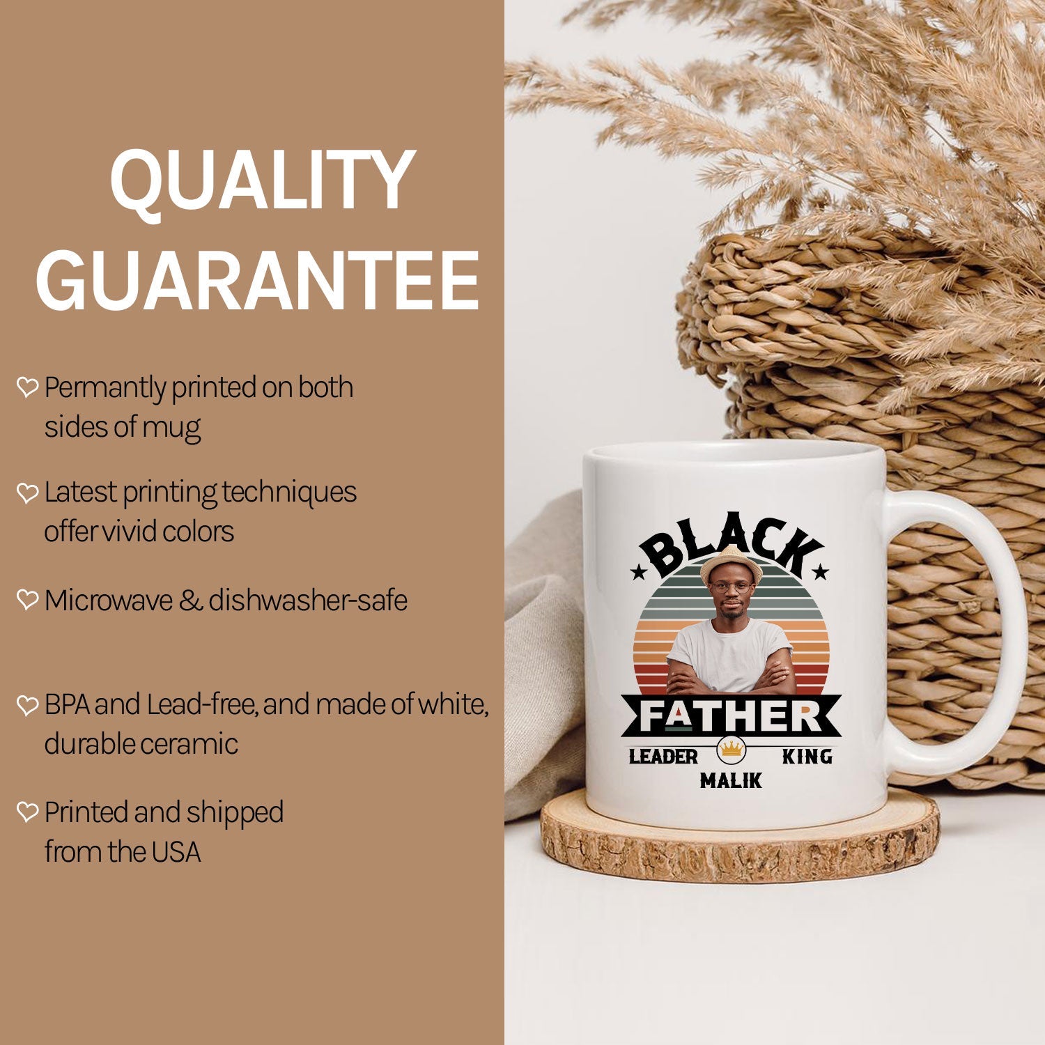 Black Father - Personalized  gift For Black Dad - Custom Mug - MyMindfulGifts