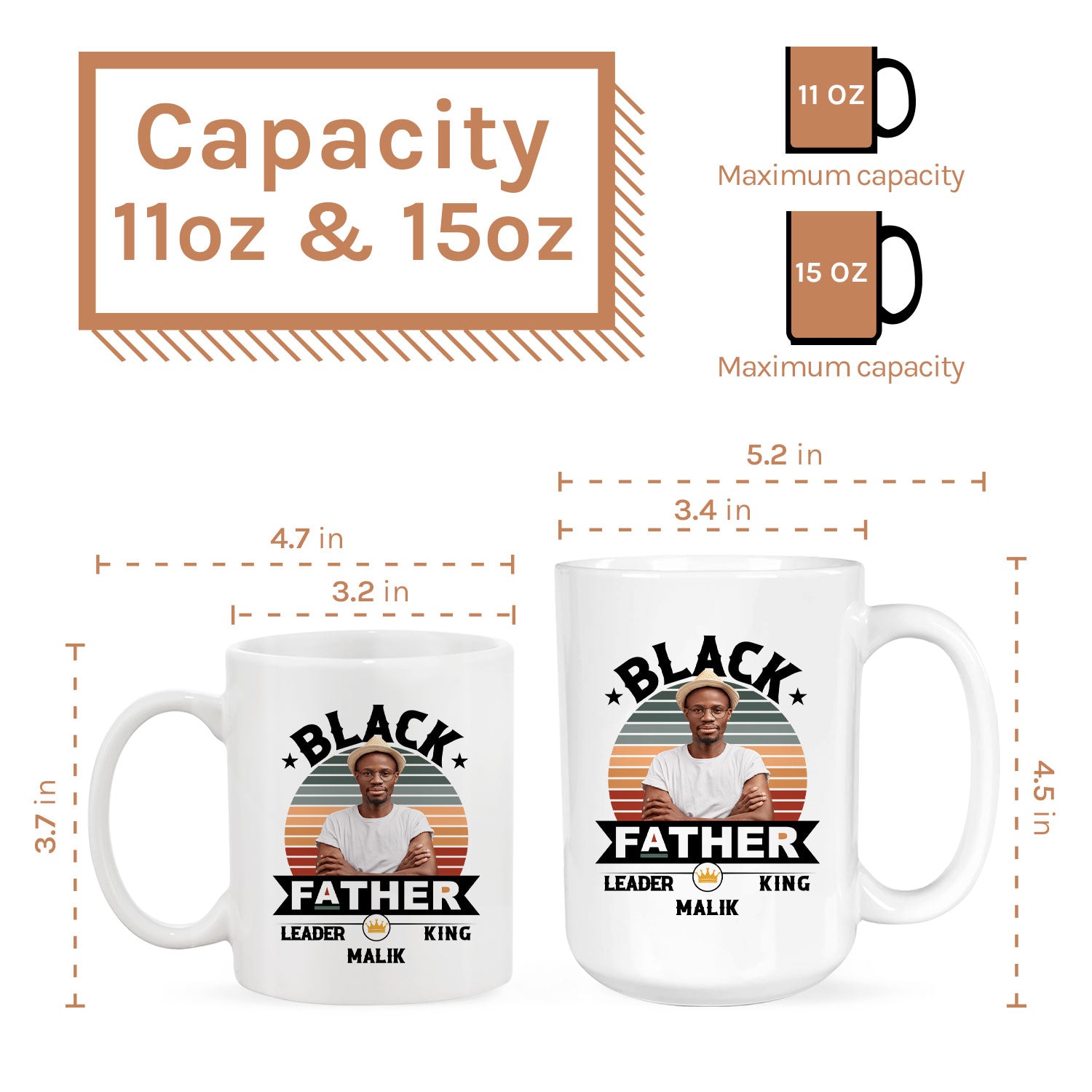 Black Father - Personalized  gift For Black Dad - Custom Mug - MyMindfulGifts