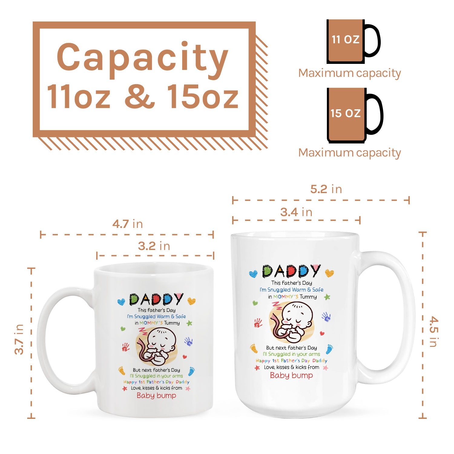 I'm Snuggled Warm & Safe In Mommy's Tummy - Personalized First Father's Day gift For Dad To Be - Custom Mug - MyMindfulGifts
