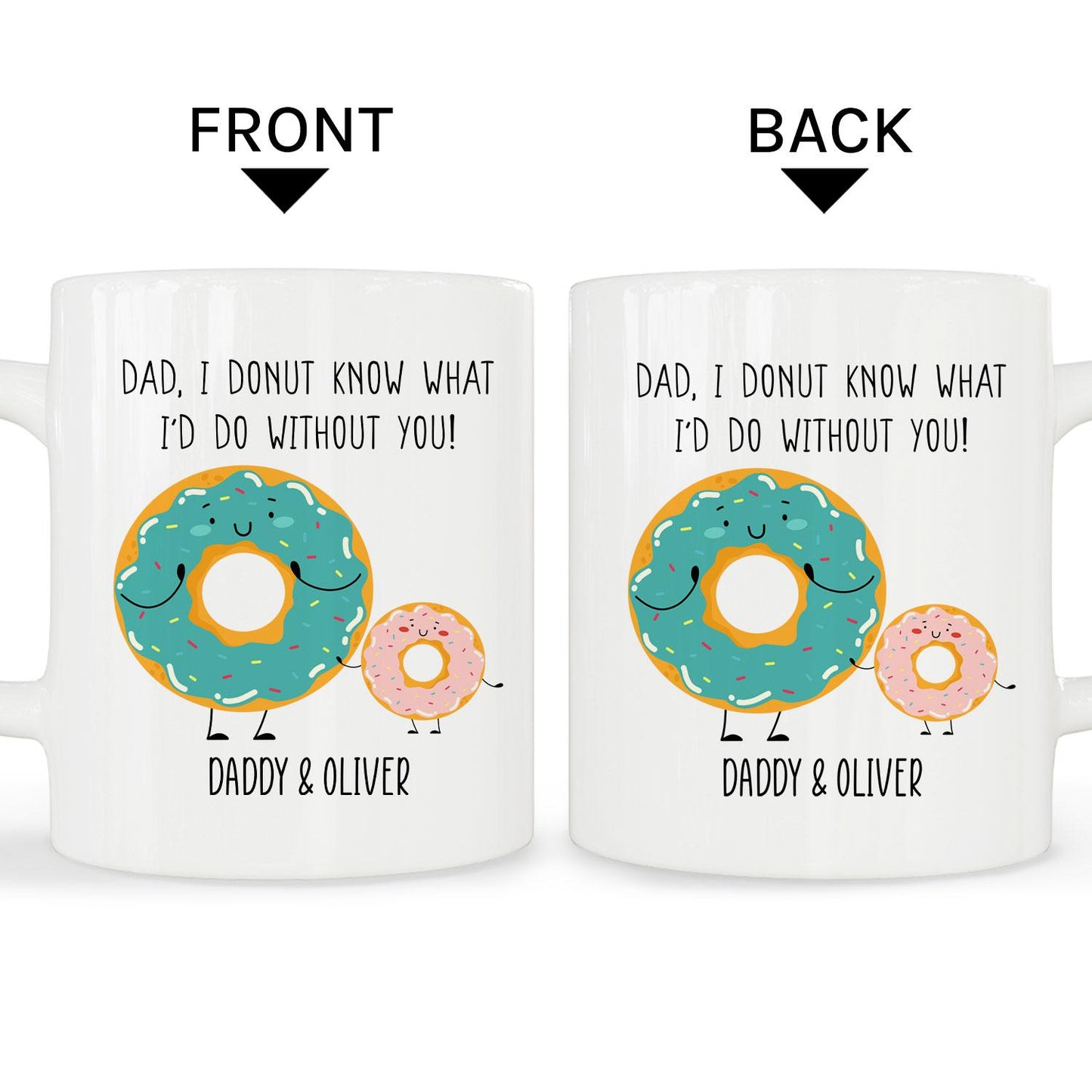 I Donut Know What I'd Do Without You - Personalized  gift For Dad - Custom Mug - MyMindfulGifts