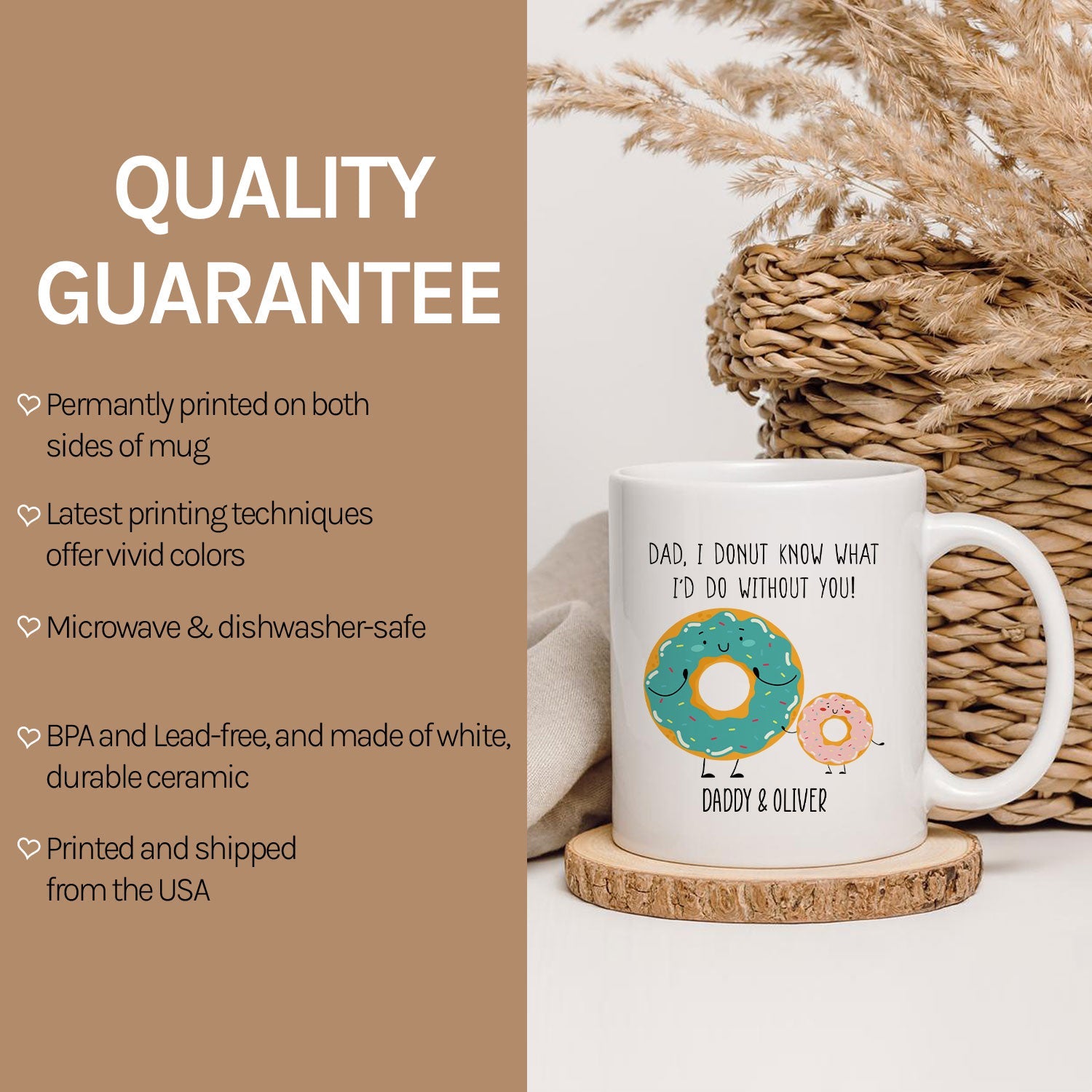 I Donut Know What I'd Do Without You - Personalized  gift For Dad - Custom Mug - MyMindfulGifts