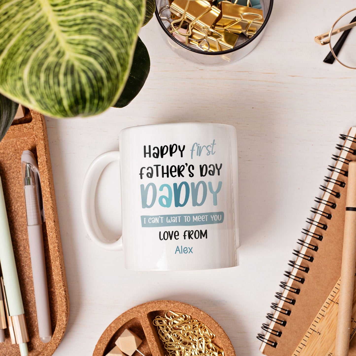 Happy First Father's Day Daddy - Personalized  gift For Dad To Be - Custom Mug - MyMindfulGifts