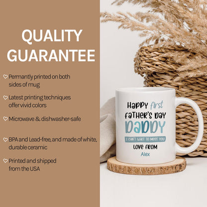 Happy First Father's Day Daddy - Personalized  gift For Dad To Be - Custom Mug - MyMindfulGifts